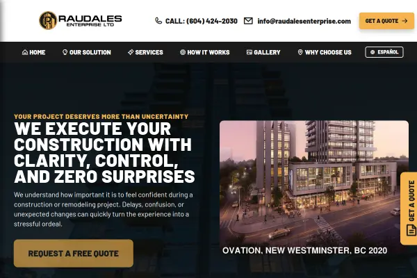 Página Web de Raudales Enterprise